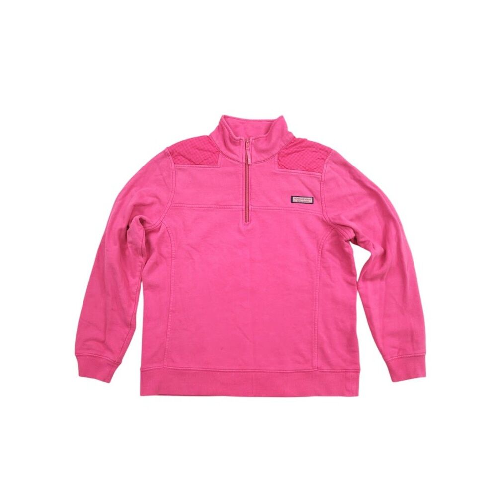 Vineyard Vines Womens Medium Hot Pink Shep Shirt Quarter Zip Pullover Preppy